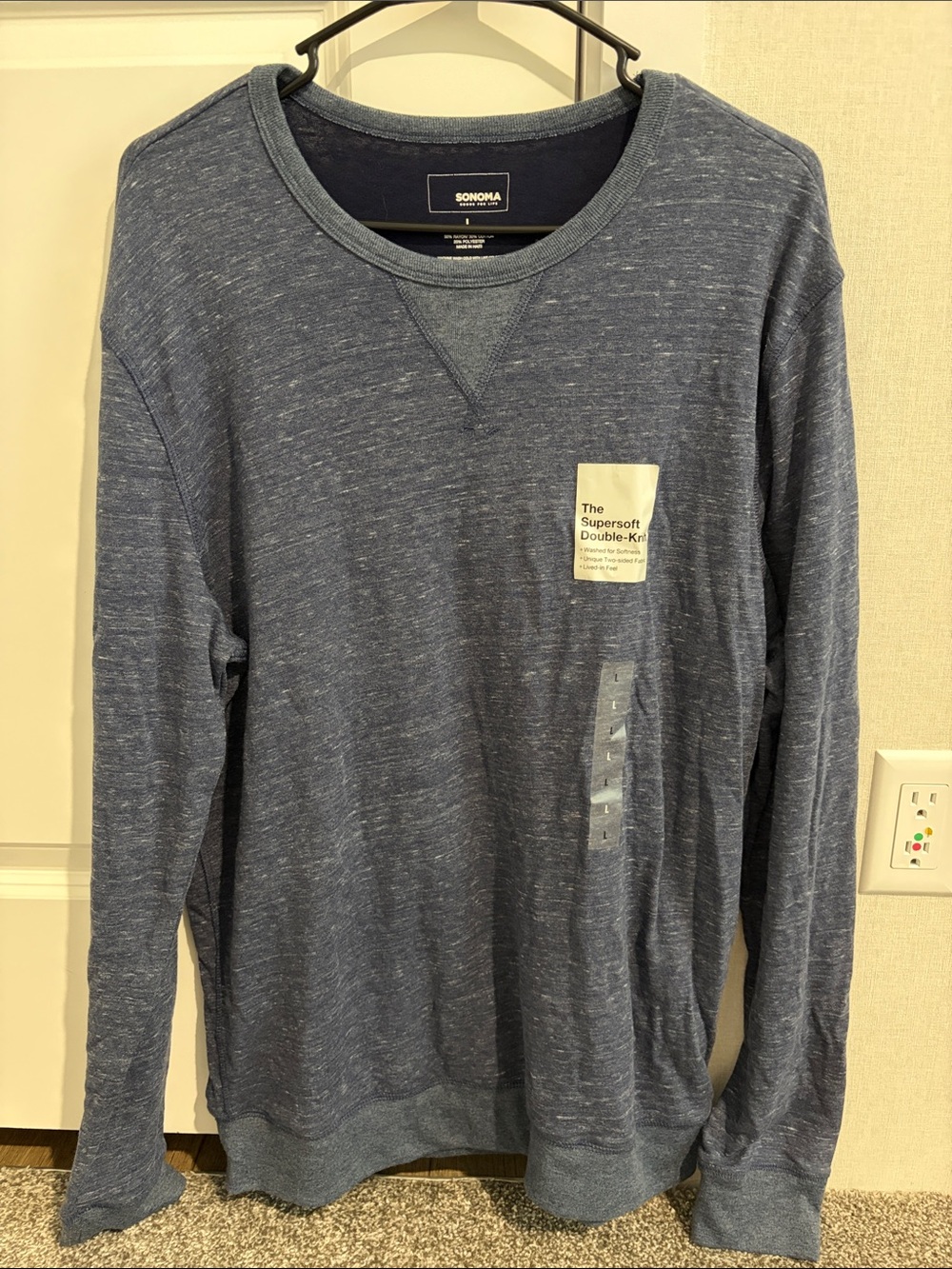 Sonoma Blue Marled Supersoft Crewneck Long Sleeve